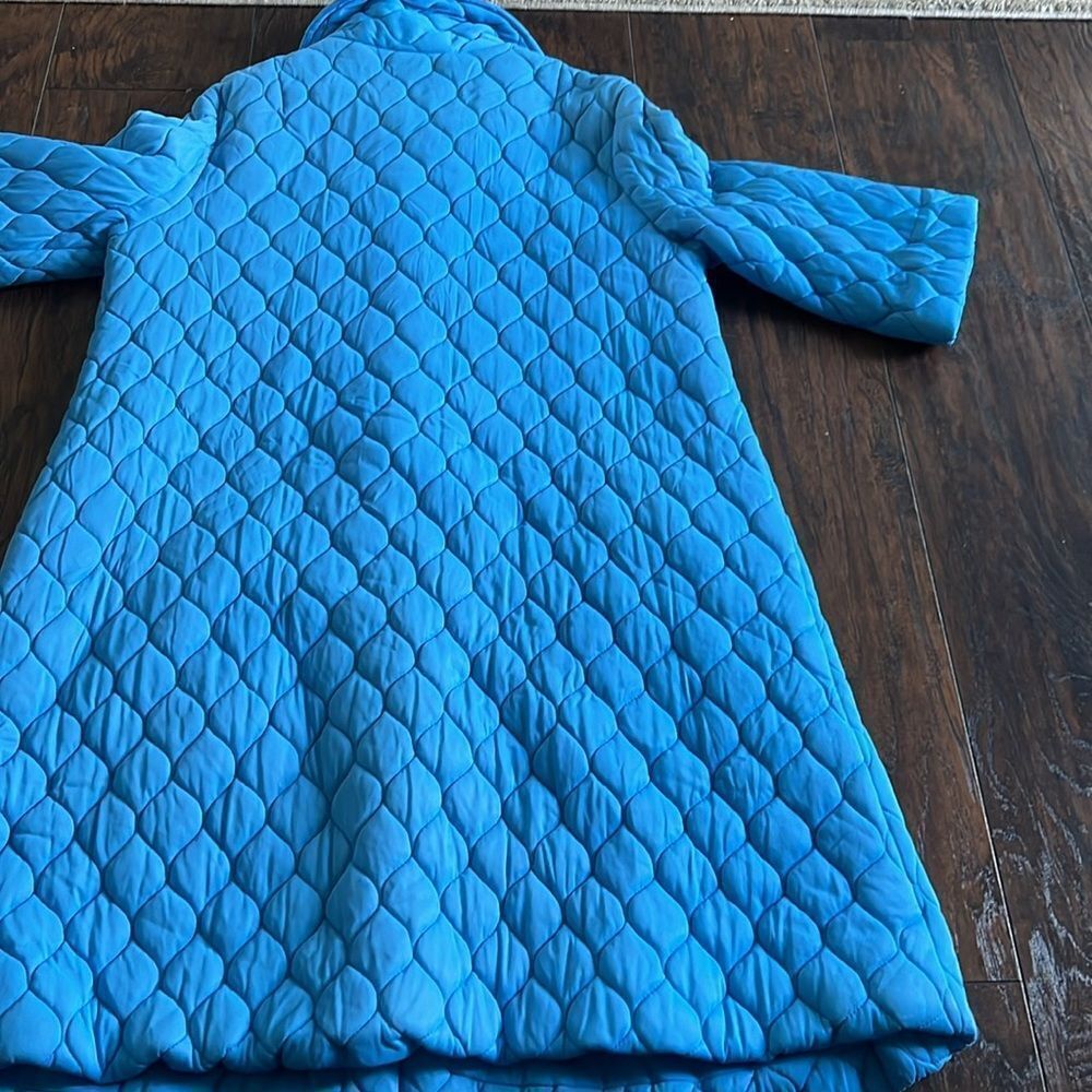 VTG 60s Lynn Caryl Chicago quilted nylon trench jacket light blue size L EUC - Picture 8 of 13